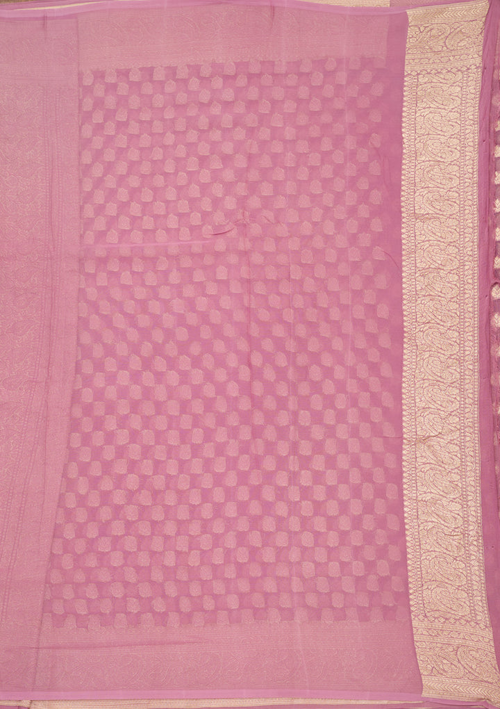 Lavender Georgette Buti Zariwork Saree With Matching Blouse Piece