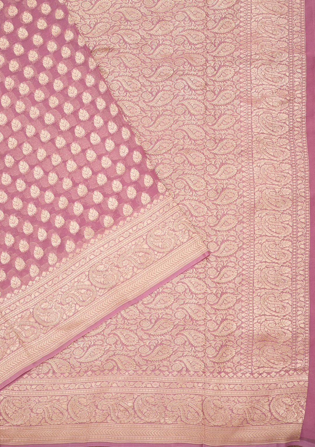 Lavender Georgette Buti Zariwork Saree With Matching Blouse Piece
