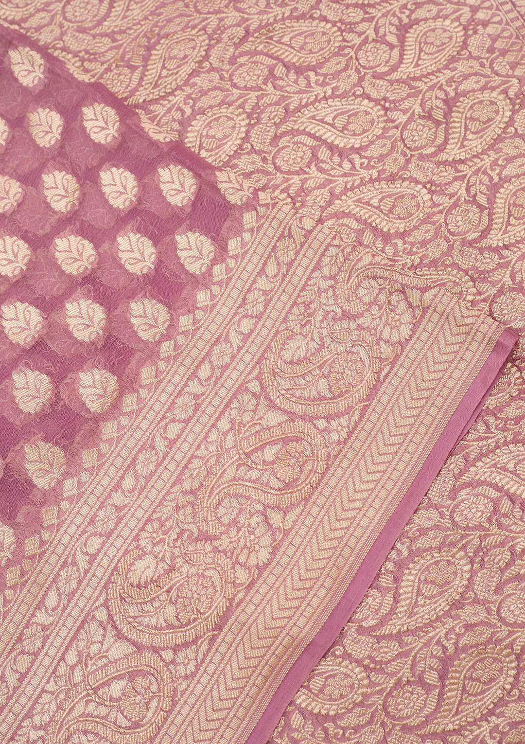Lavender Georgette Buti Zariwork Saree With Matching Blouse Piece