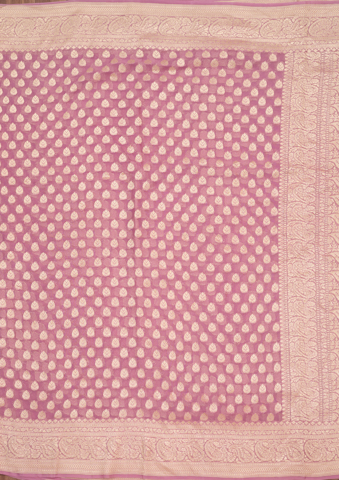 Lavender Georgette Buti Zariwork Saree With Matching Blouse Piece