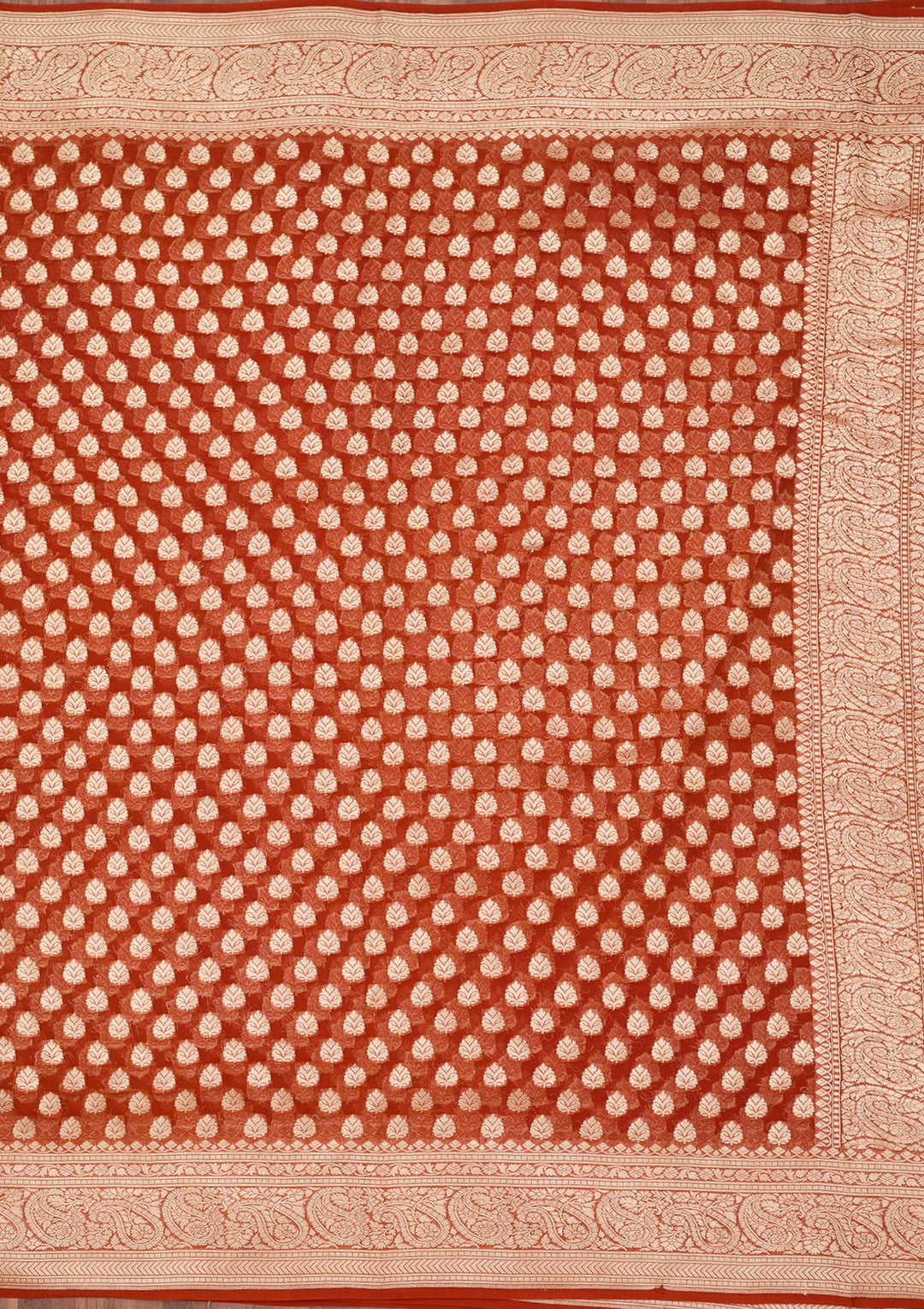 Rust Zariwork Georgette Silk_Saree