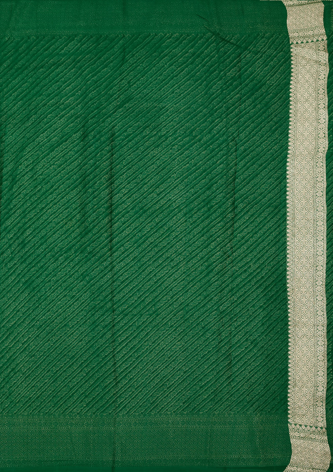 Bottle Green Georgette Stripes Zariwork Saree With Matching Blouse Piece