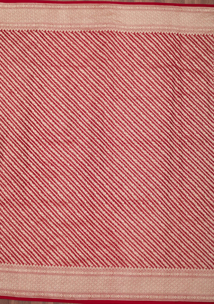 Maroon Zariwork Georgette Silk Saree