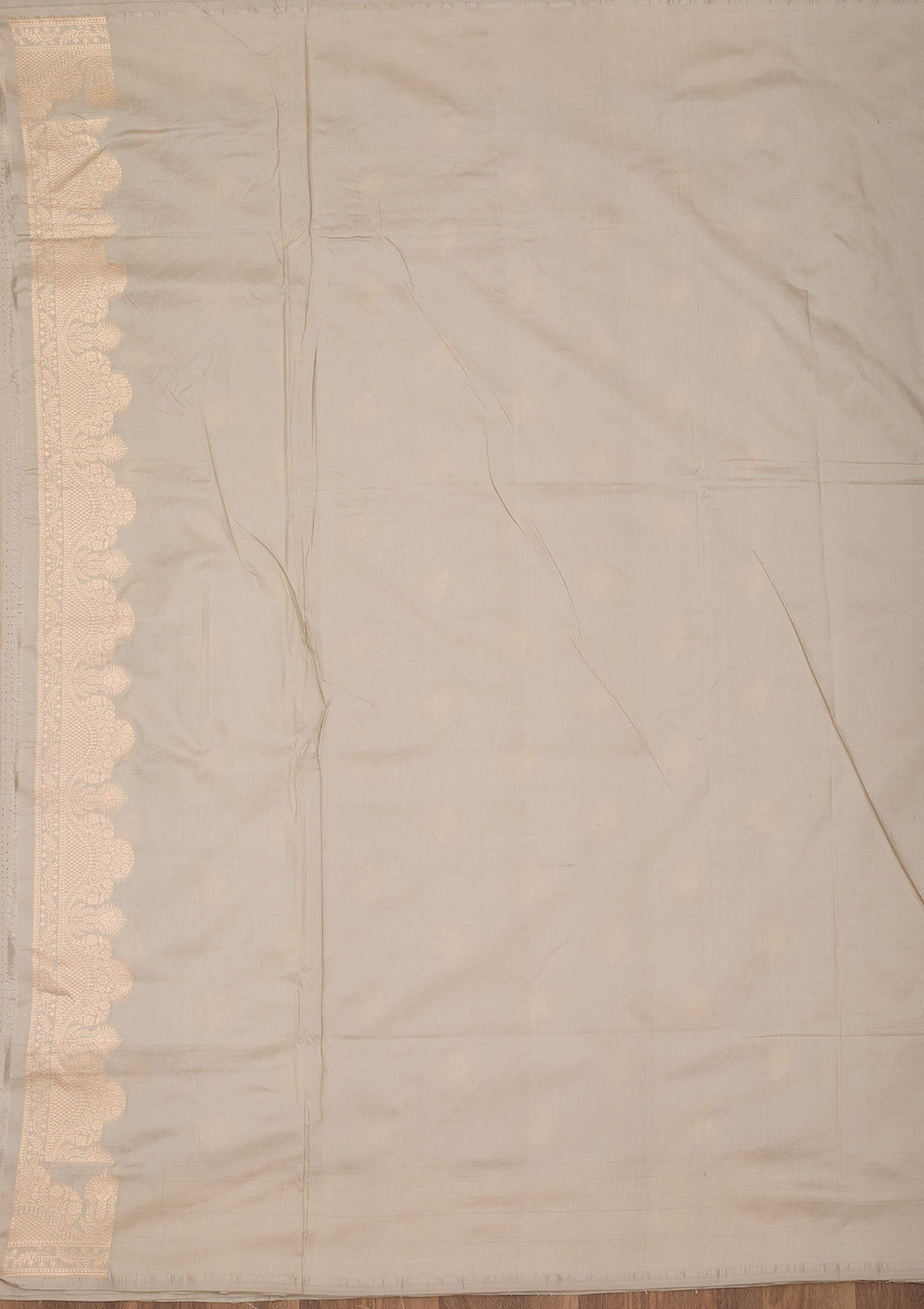 Grey Silk Buti Gold Zariwork Saree With Matching Blouse Piece