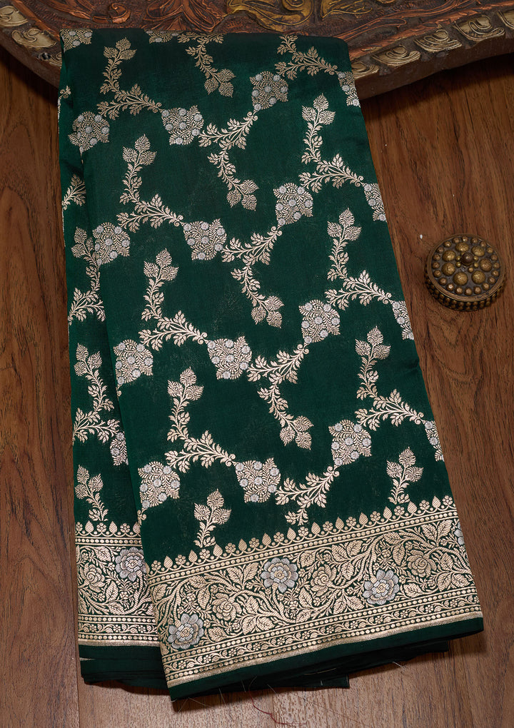 Rama Green Zariwork Pure Silk Saree