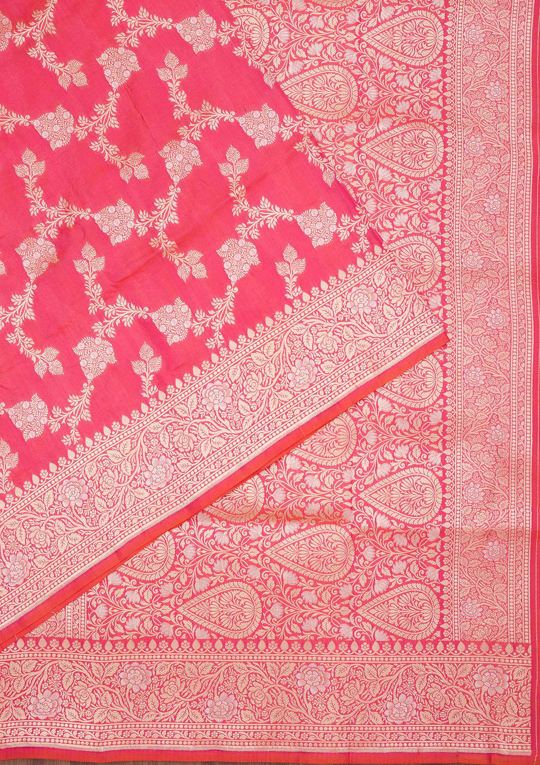 Rani Pink Zariwork Pure Silk Saree