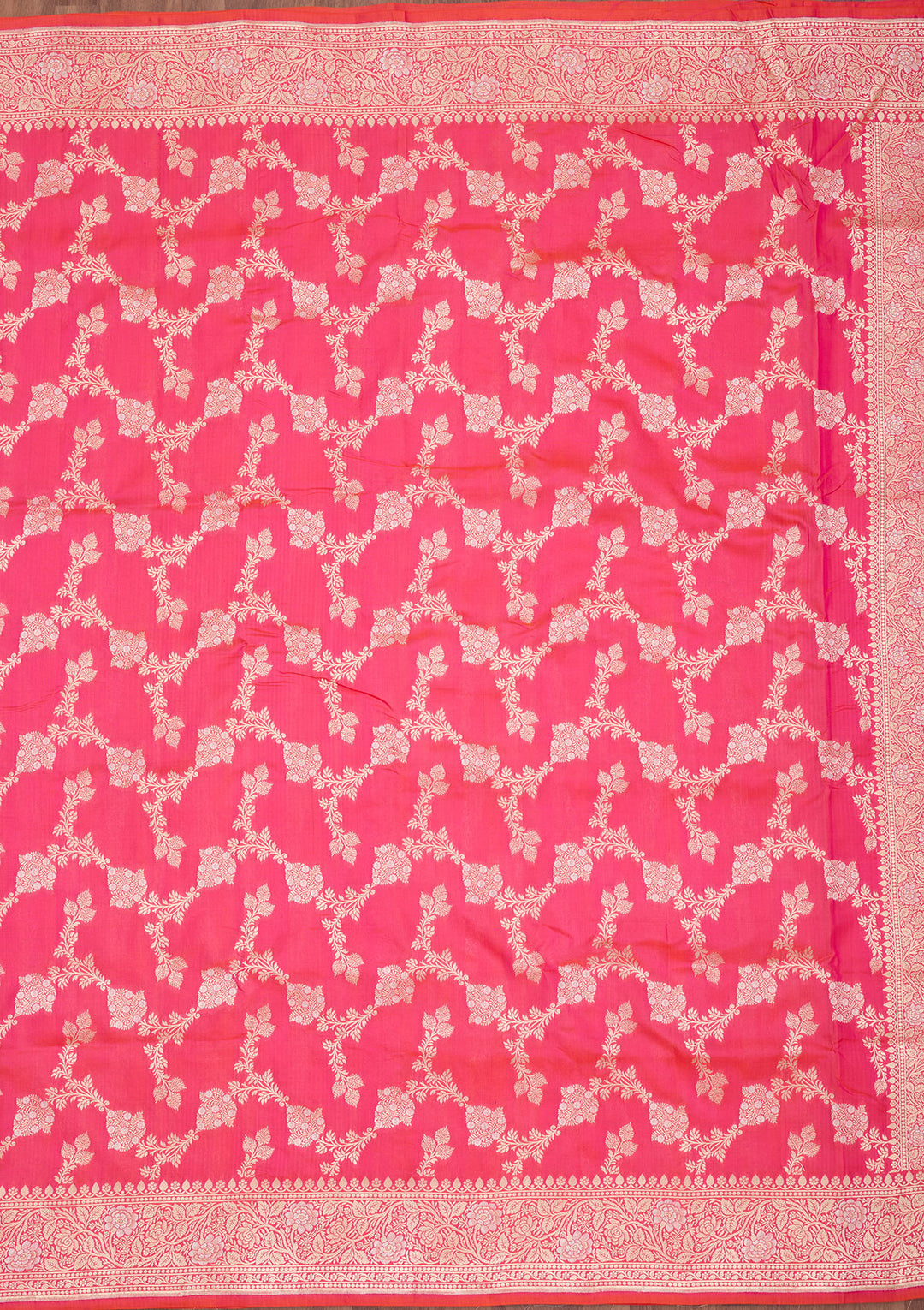 Rani Pink Zariwork Pure Silk Saree