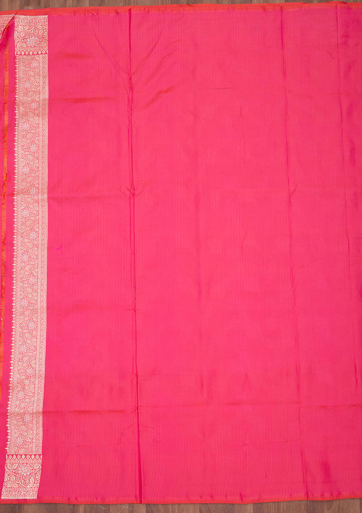 Rani Pink Zariwork Pure Silk Saree