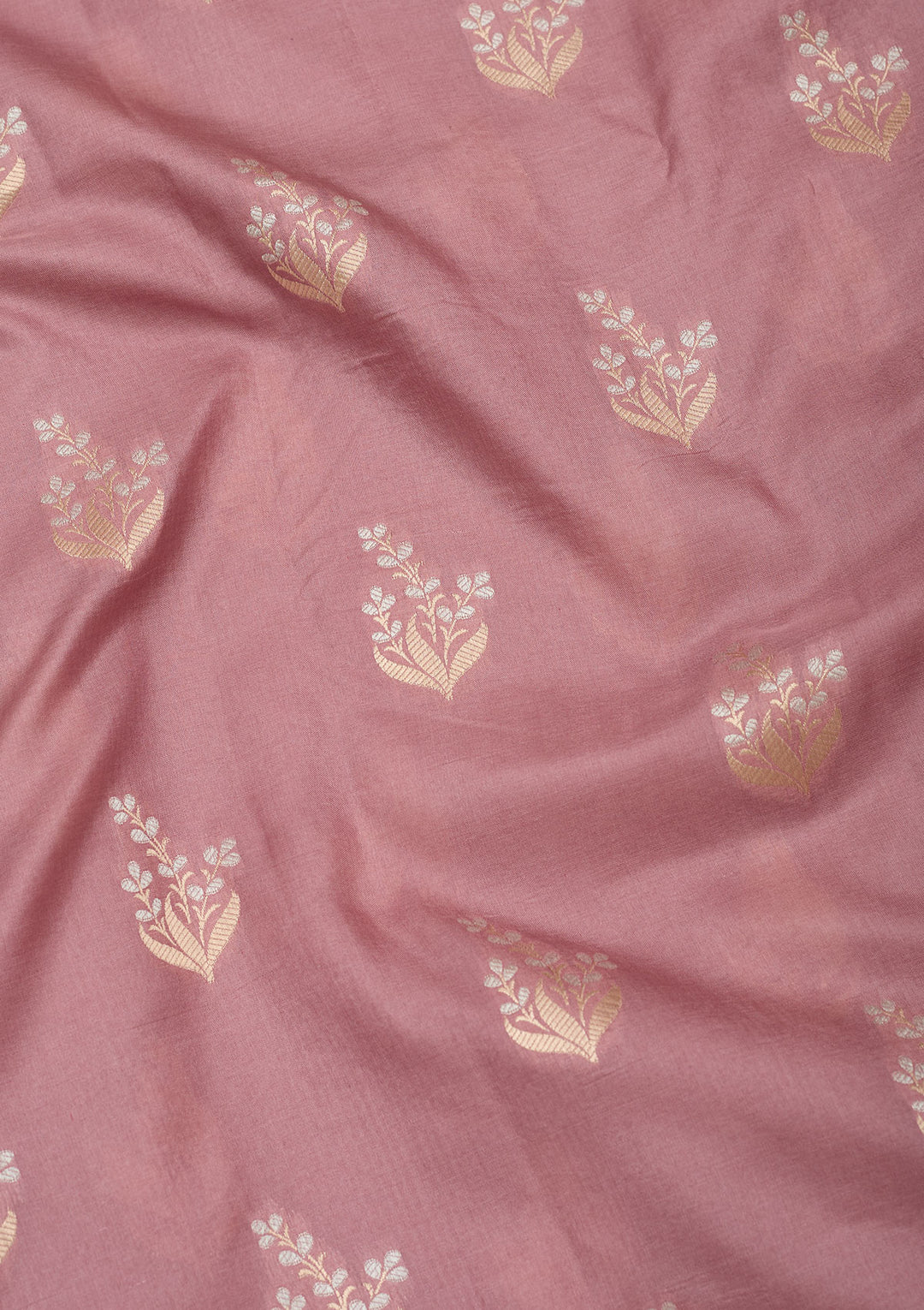 Onion Pink Silk Buti Zariwork Saree With Matching Blouse Piece