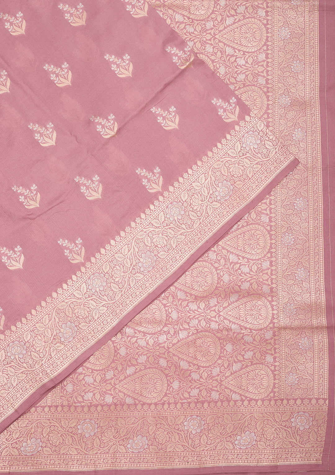 Onion Pink Silk Buti Zariwork Saree With Matching Blouse Piece