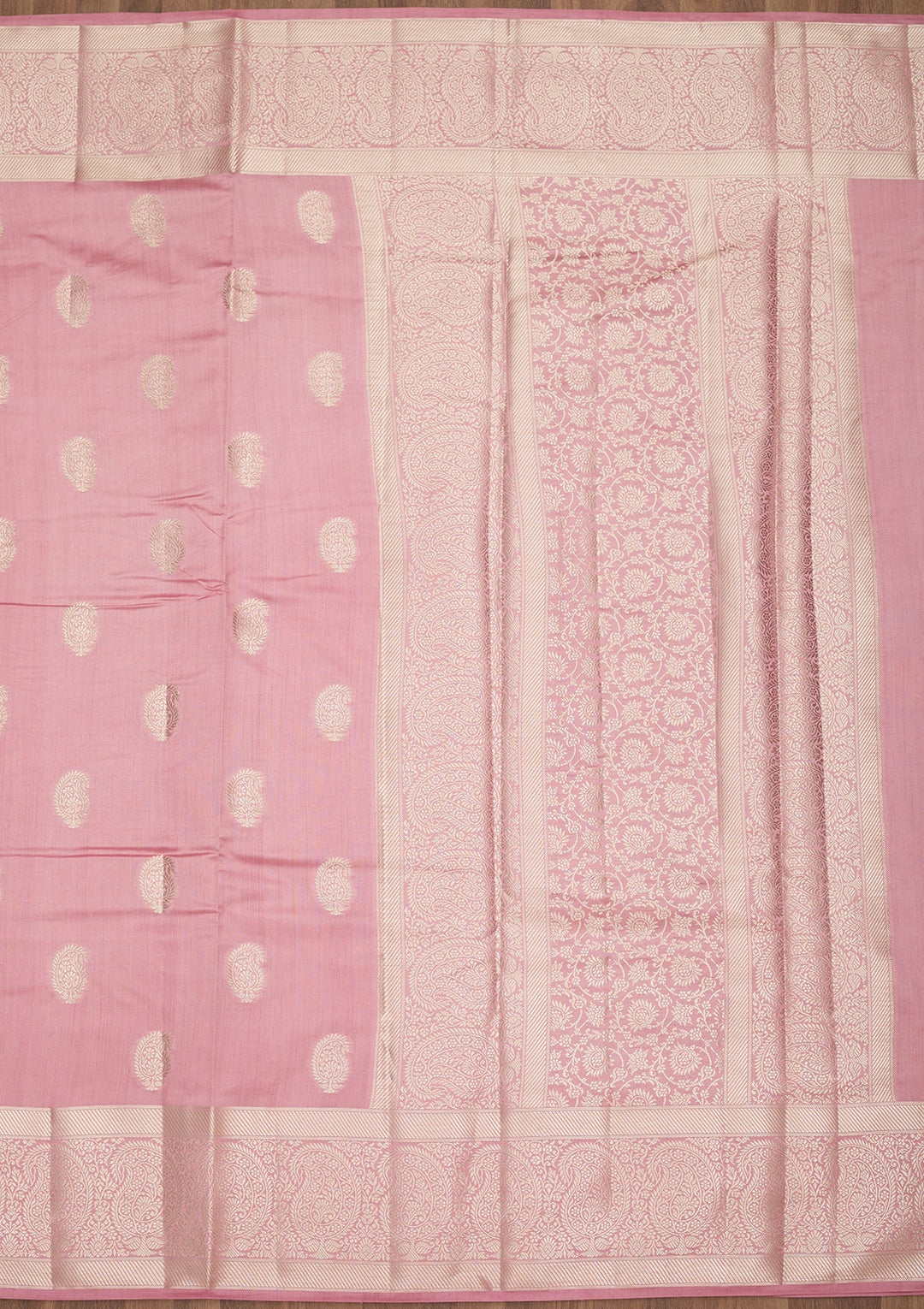 Onion Pink Silk Buti Zariwork Saree With Matching Blouse Piece