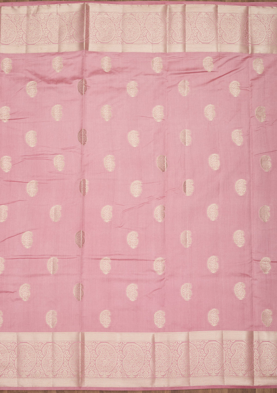 Onion Pink Silk Buti Zariwork Saree With Matching Blouse Piece