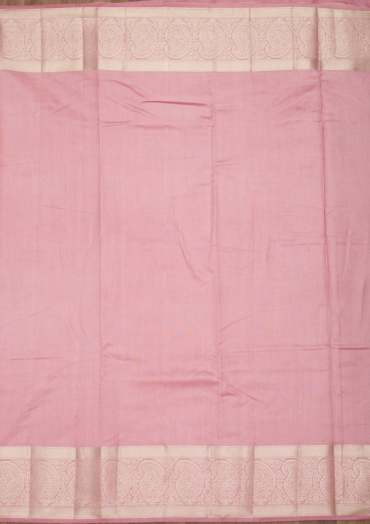 Onion Pink Silk Buti Zariwork Saree With Matching Blouse Piece