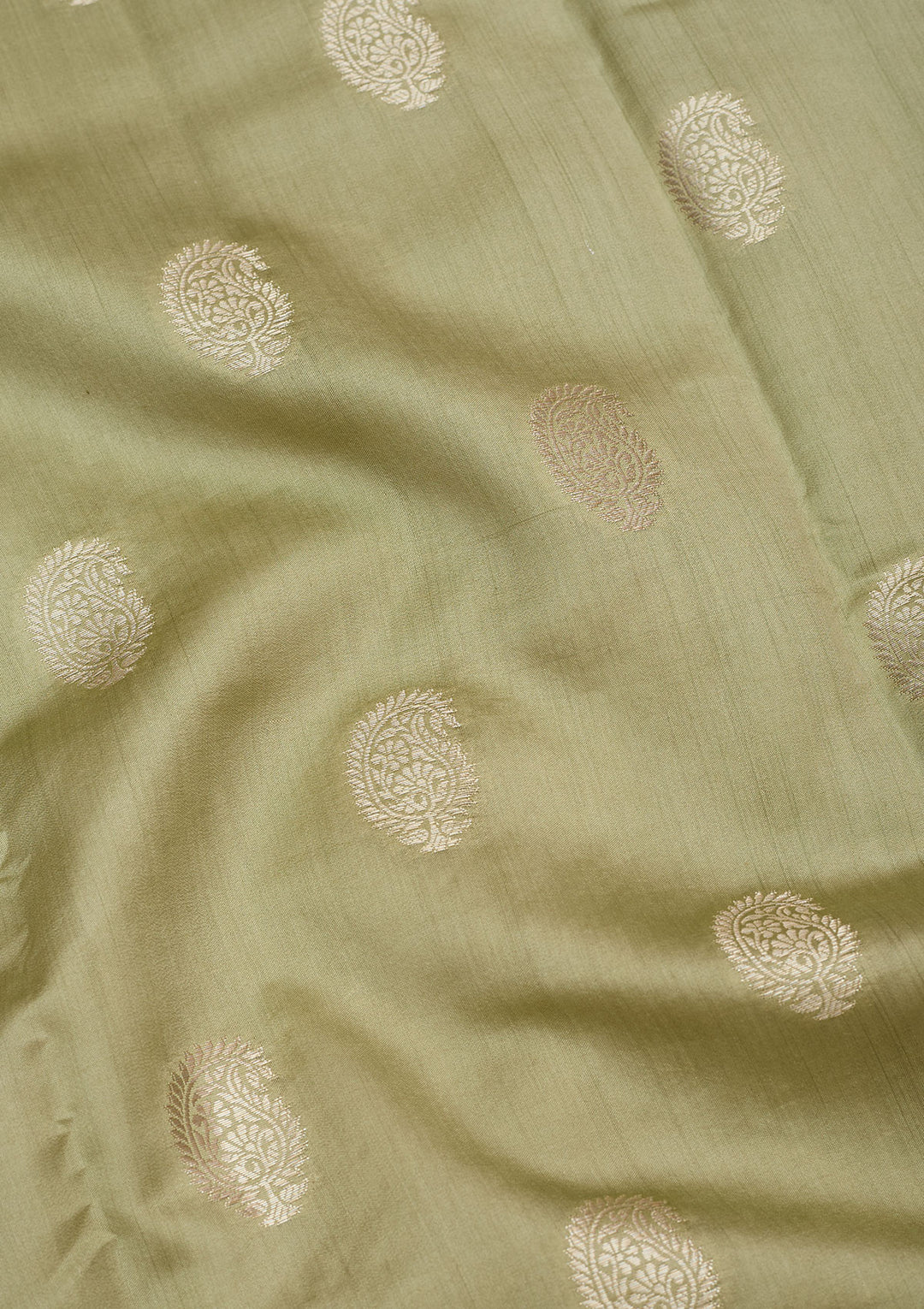 Pista Green Silk Buti Zariwork Saree With Matching Blouse Piece