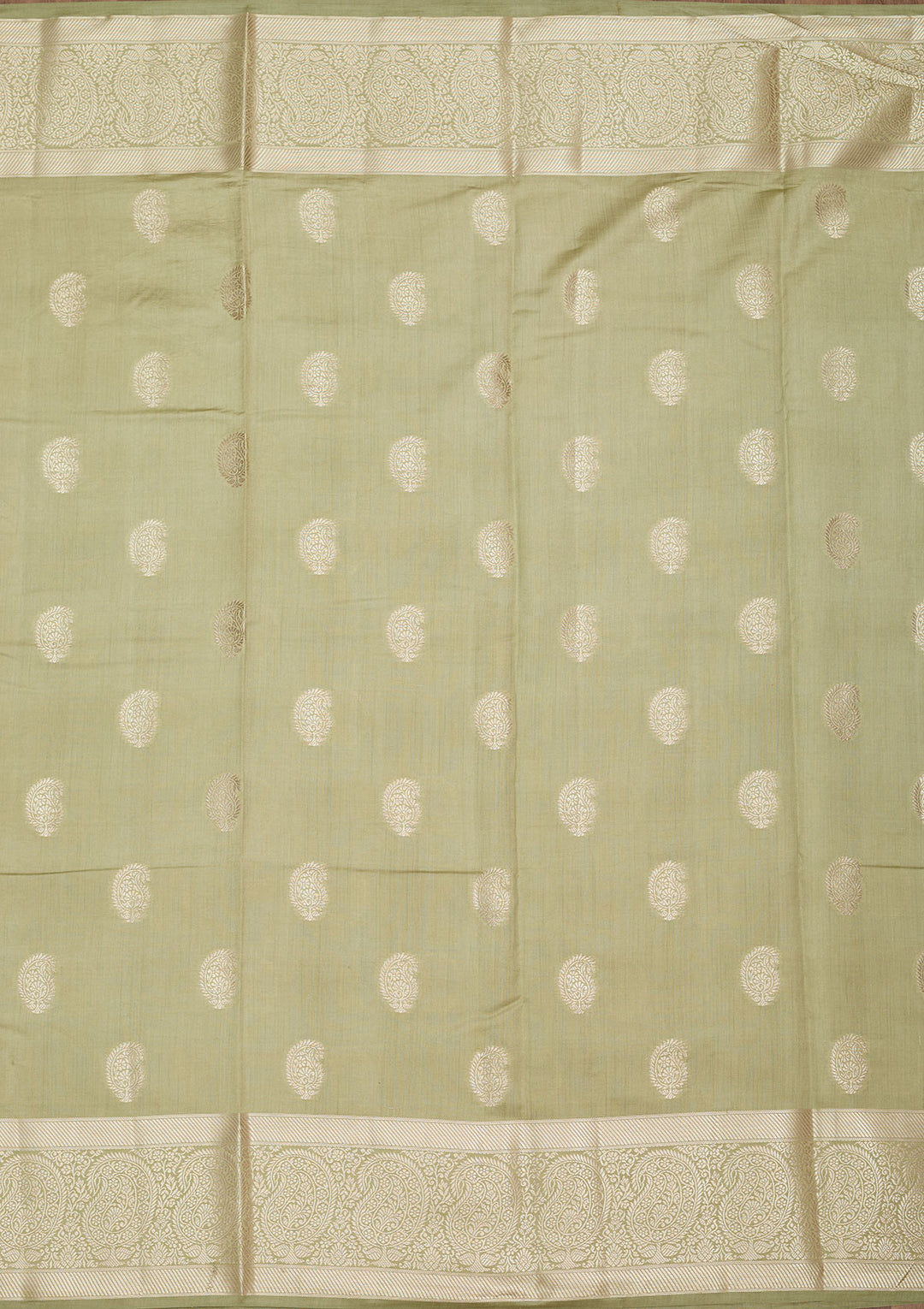 Pista Green Silk Buti Zariwork Saree With Matching Blouse Piece