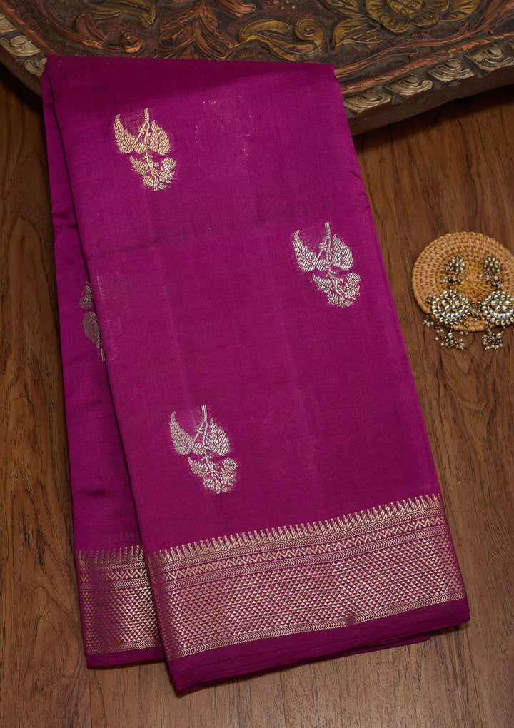 Light Lavender Silk Buti Zariwork Saree With Matching Blouse Piece