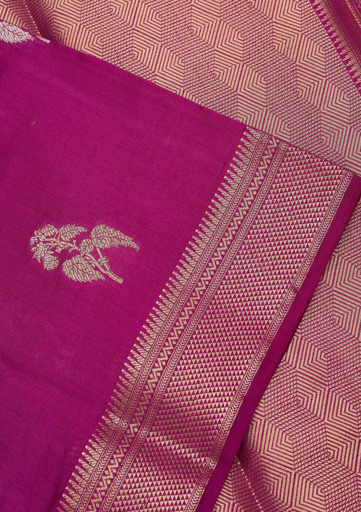Light Lavender Silk Buti Zariwork Saree With Matching Blouse Piece