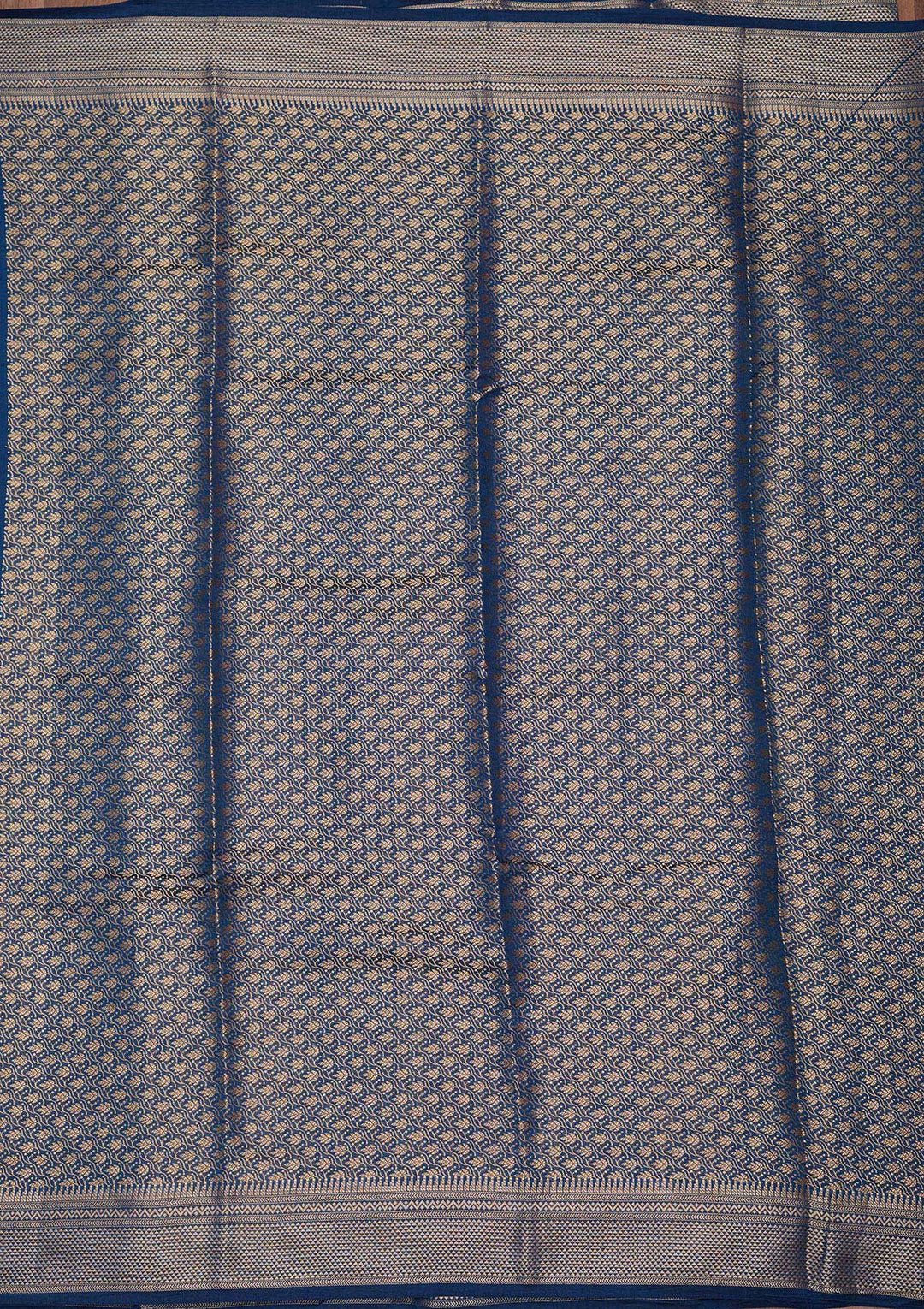 Peacock Blue Silk Buti Zariwork Saree With Matching Blouse Piece