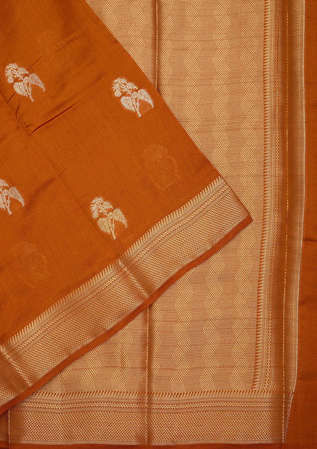 Rust Silk Buti Zariwork Saree With Matching Blouse Piece