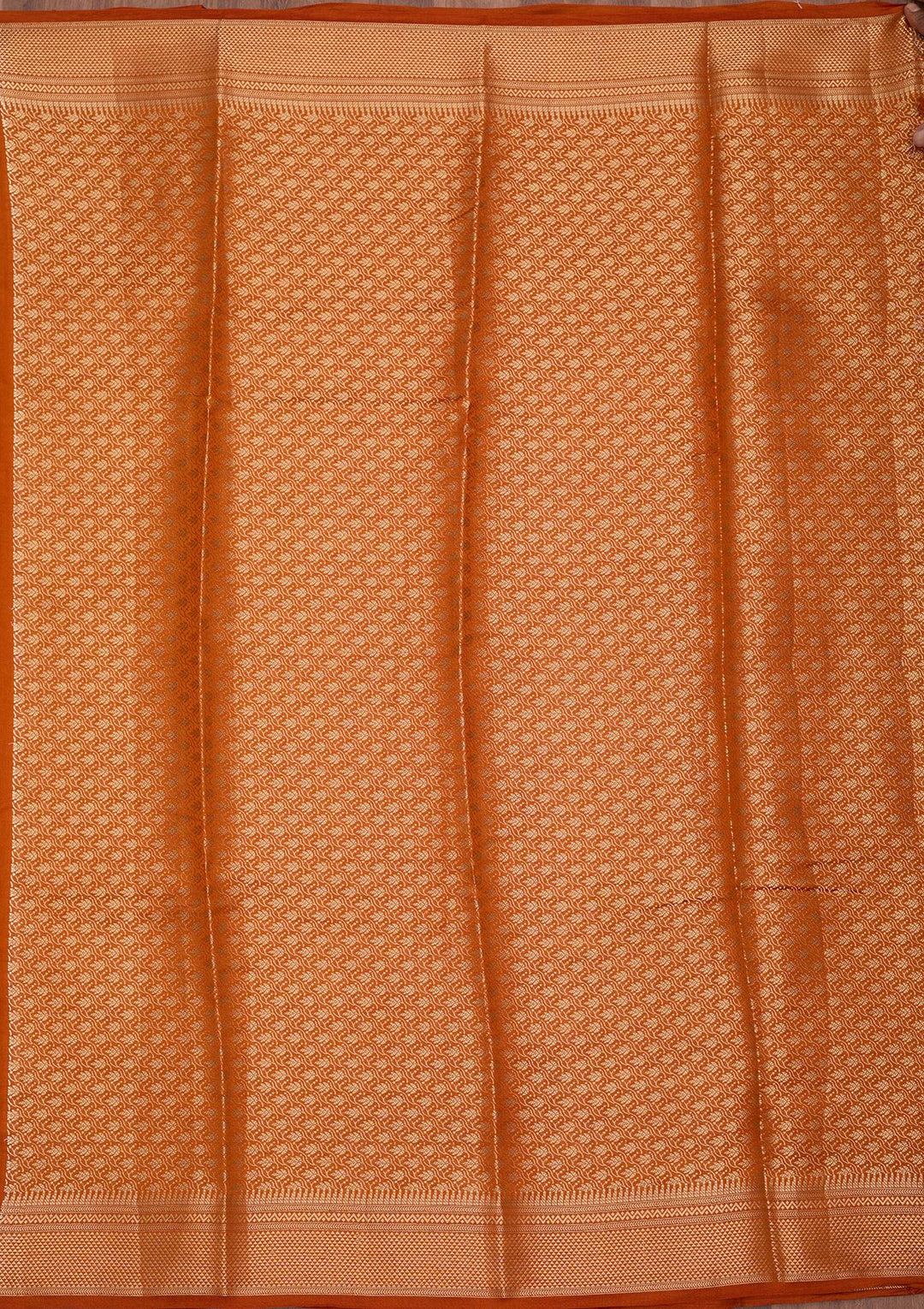 Rust Silk Buti Zariwork Saree With Matching Blouse Piece