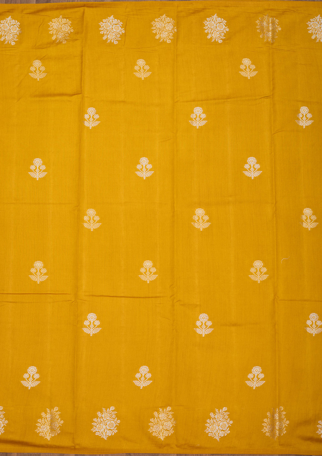 Mustard Silk Buti Silver Zariwork Saree With Matching Blouse Piece