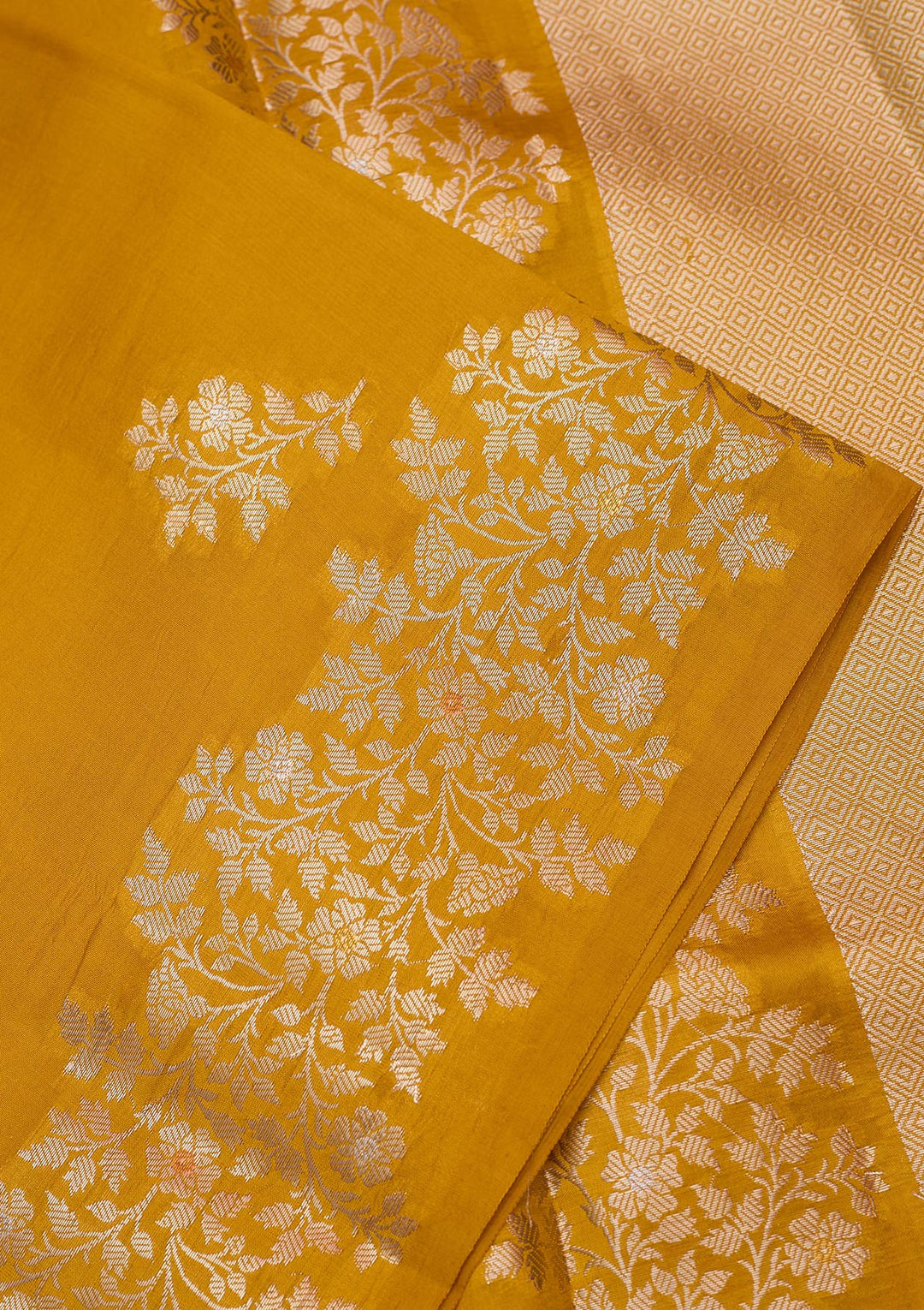Mustard Silk Buti Gold Zariwork Saree With Matching Blouse Piece