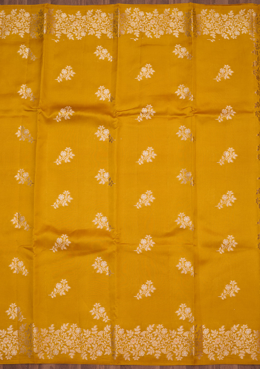 Mustard Silk Buti Gold Zariwork Saree With Matching Blouse Piece