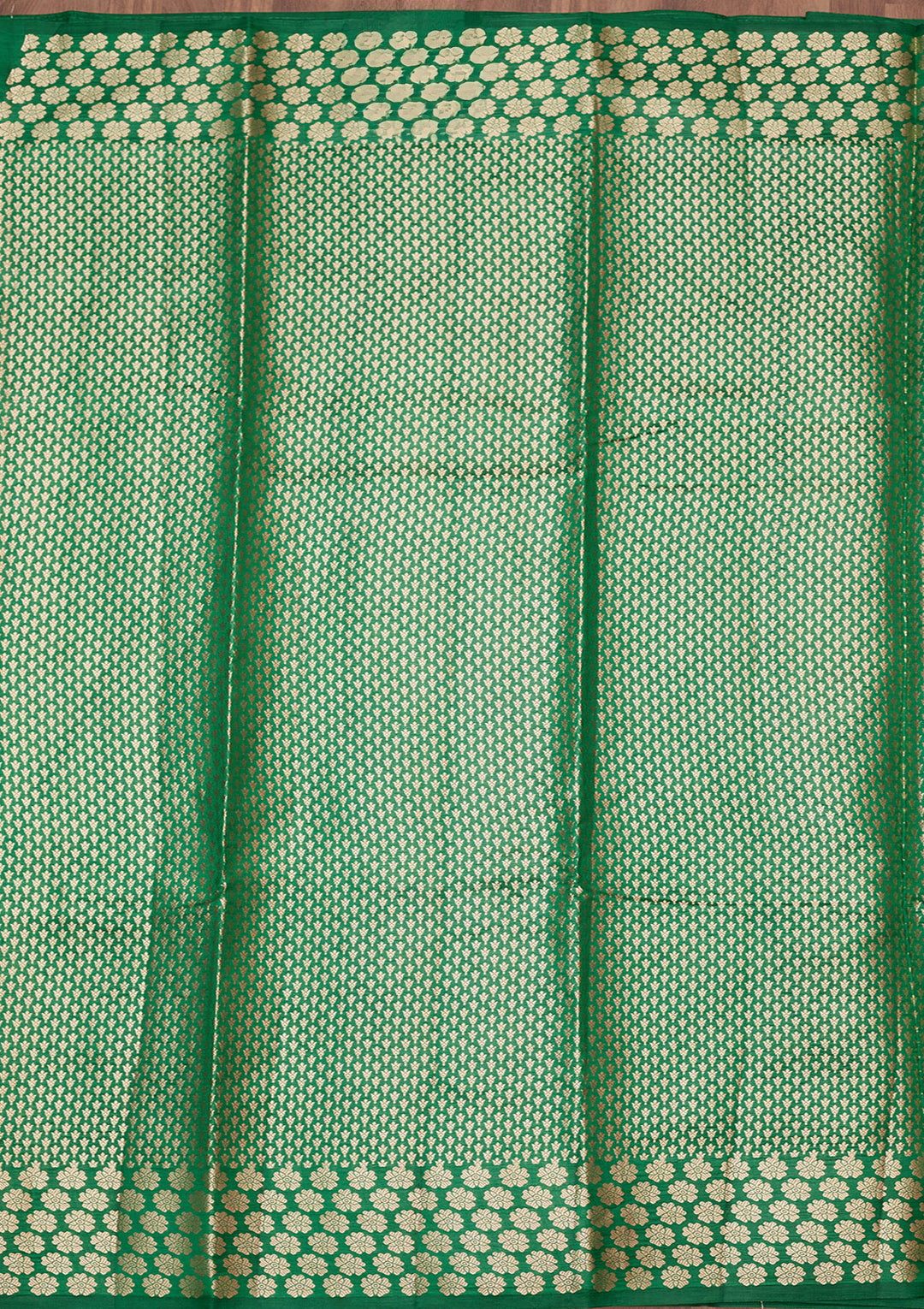 Rama Green Silk Buti Gold Zariwork Saree With Matching Blouse Piece