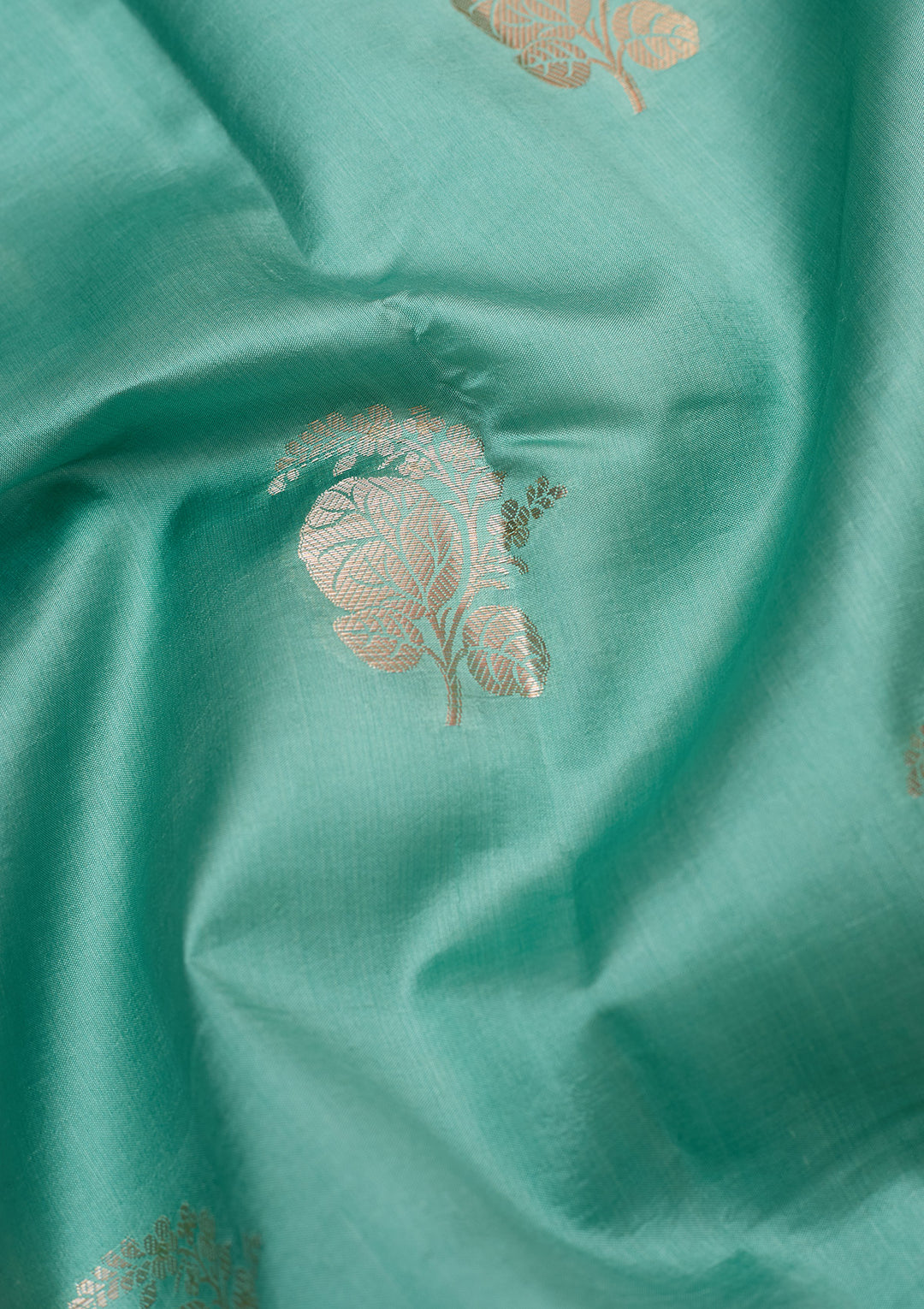 Sky Blue Silk Buti Gold Zariwork Saree With Matching Blouse Piece