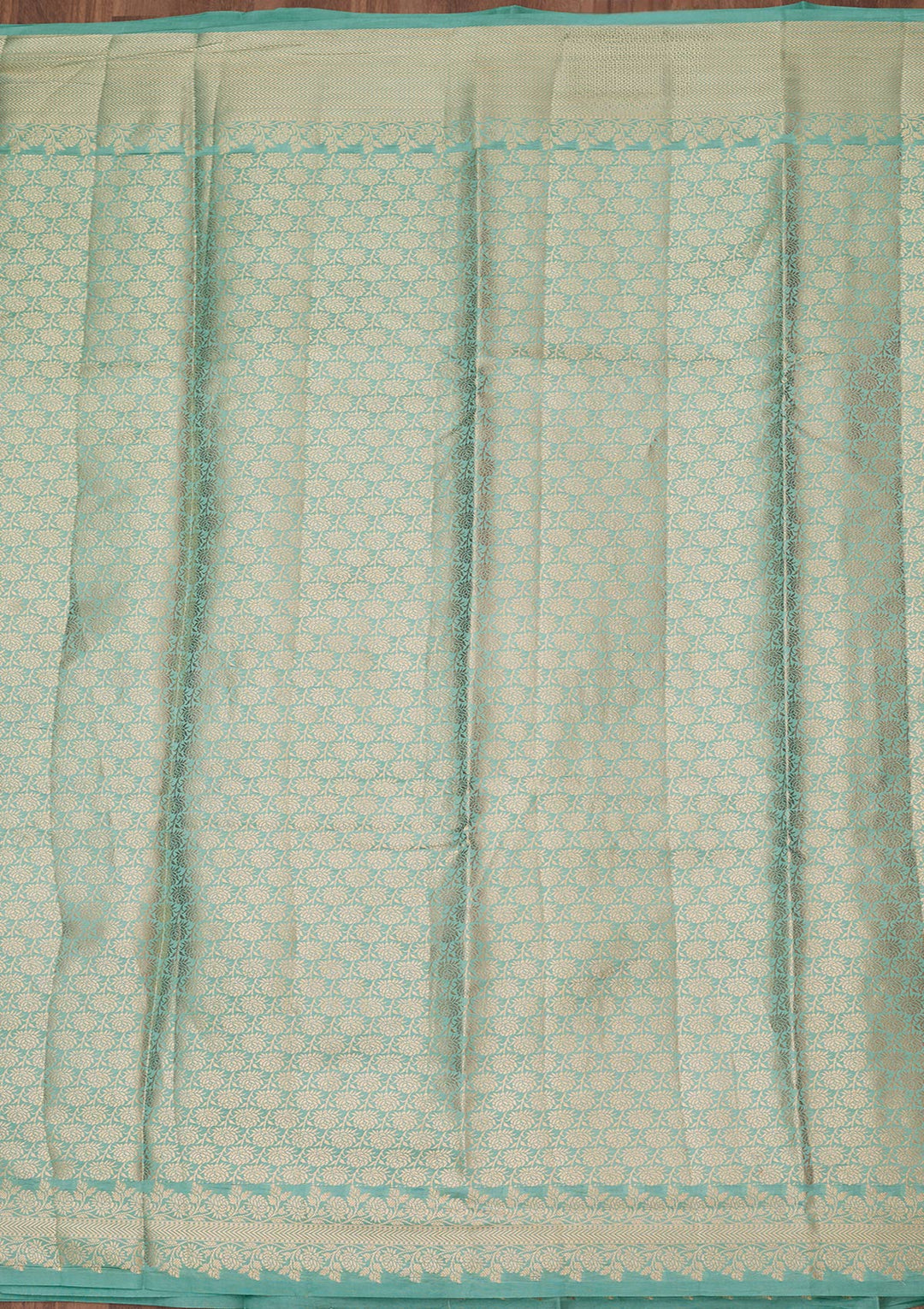 Sky Blue Silk Buti Gold Zariwork Saree With Matching Blouse Piece