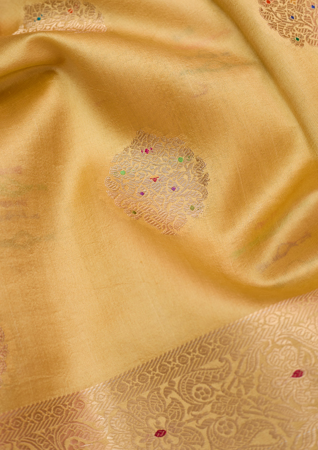 Gold Silk Buti Gold Zariwork Saree With Matching Blouse Piece