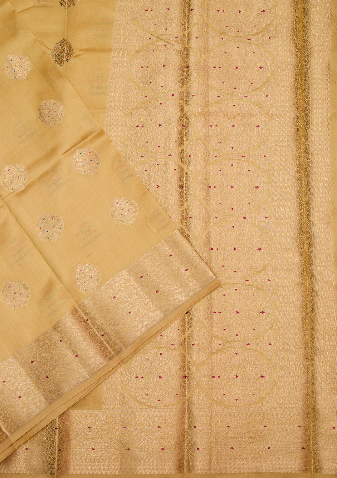 Gold Silk Buti Gold Zariwork Saree With Matching Blouse Piece