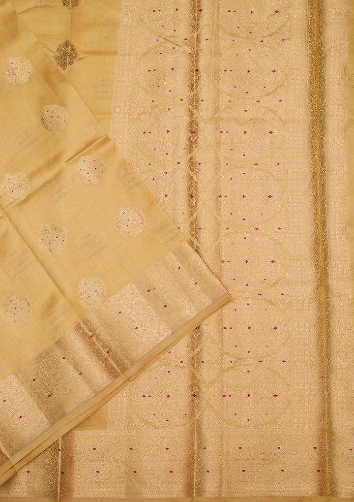 Gold Silk Buti Gold Zariwork Saree With Matching Blouse Piece