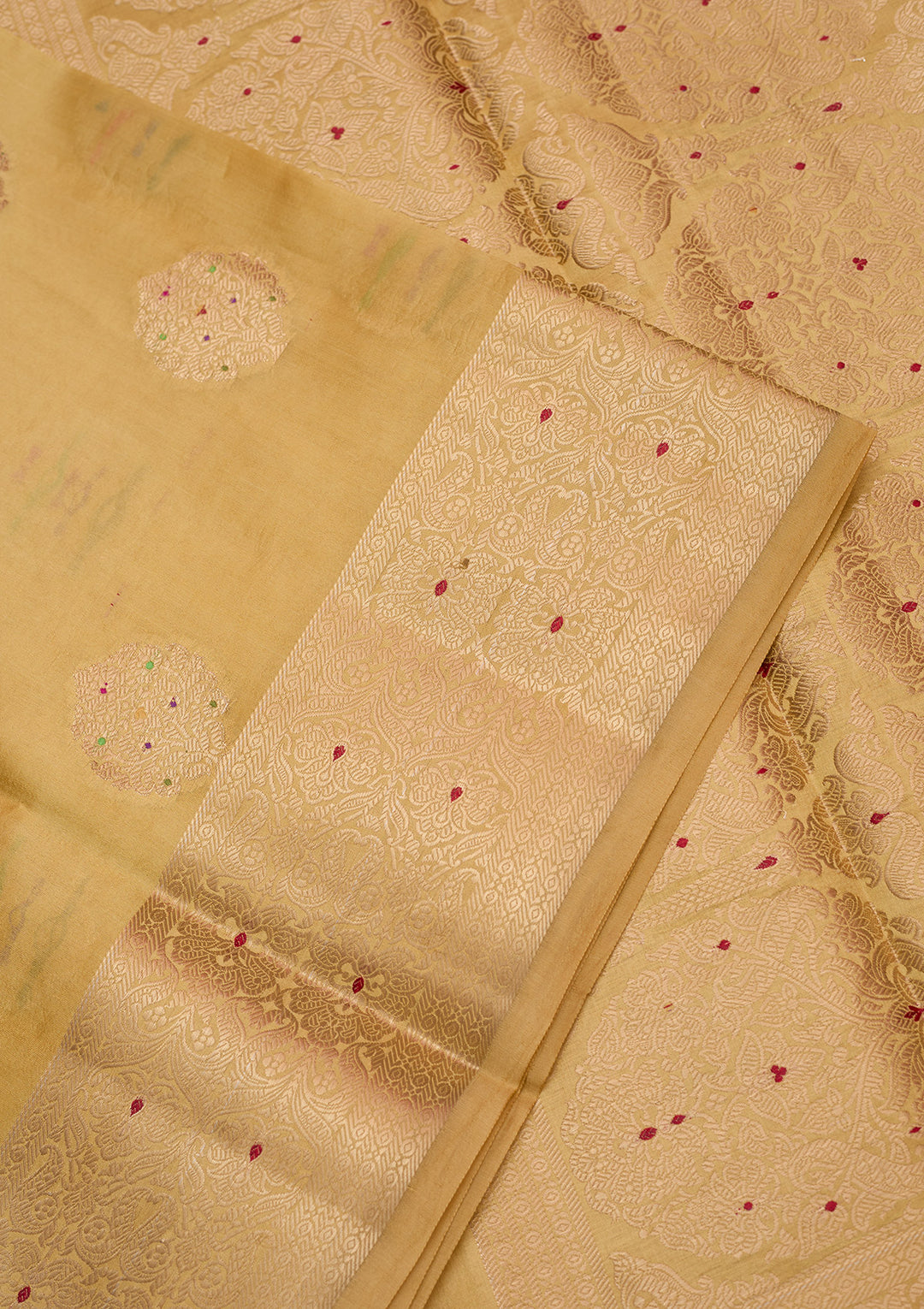 Gold Silk Buti Gold Zariwork Saree With Matching Blouse Piece