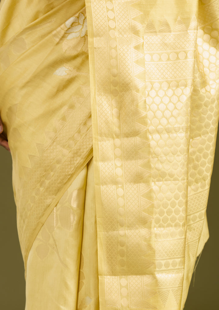 Gold Silk Buti Gold Zariwork Saree With Matching Blouse Piece