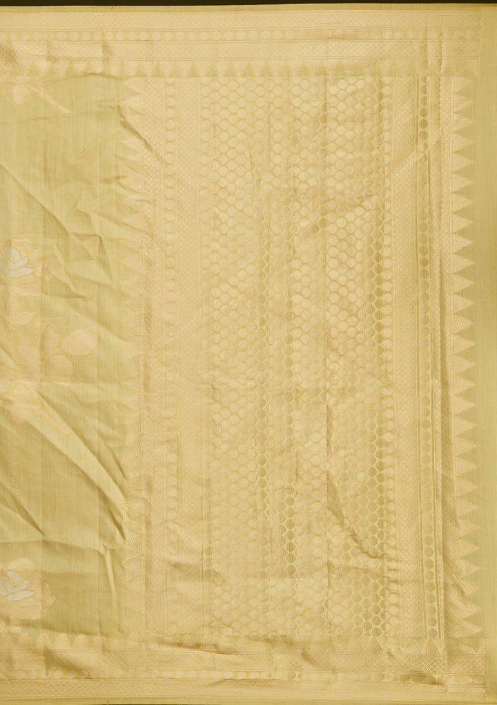Gold Silk Buti Gold Zariwork Saree With Matching Blouse Piece