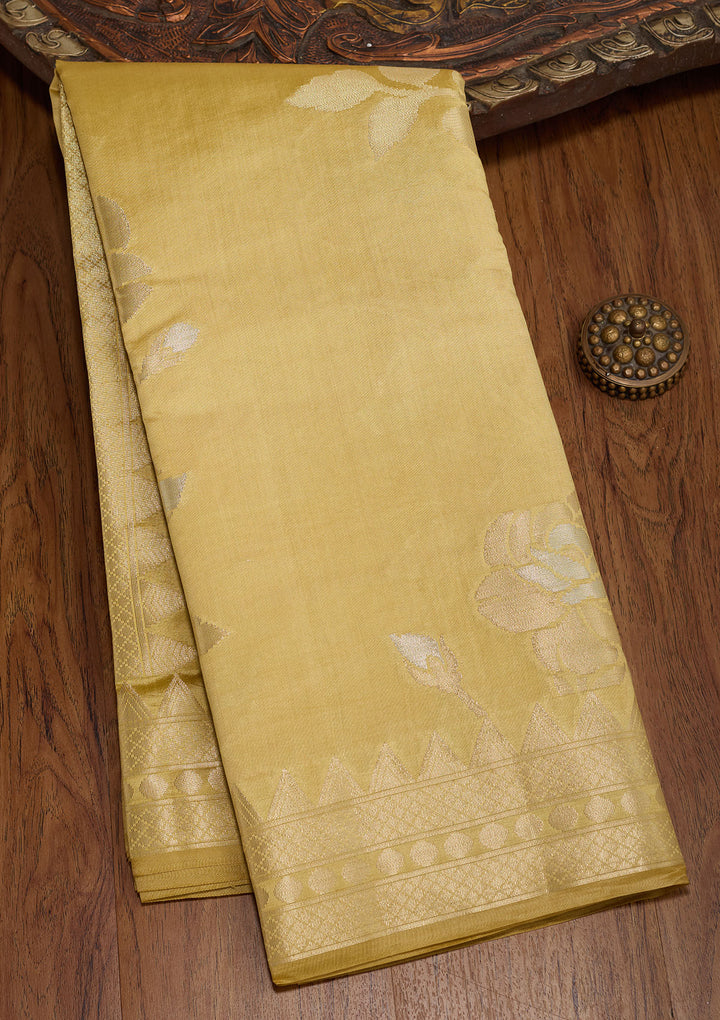 Pista Green Zariwork Pure Silk Saree