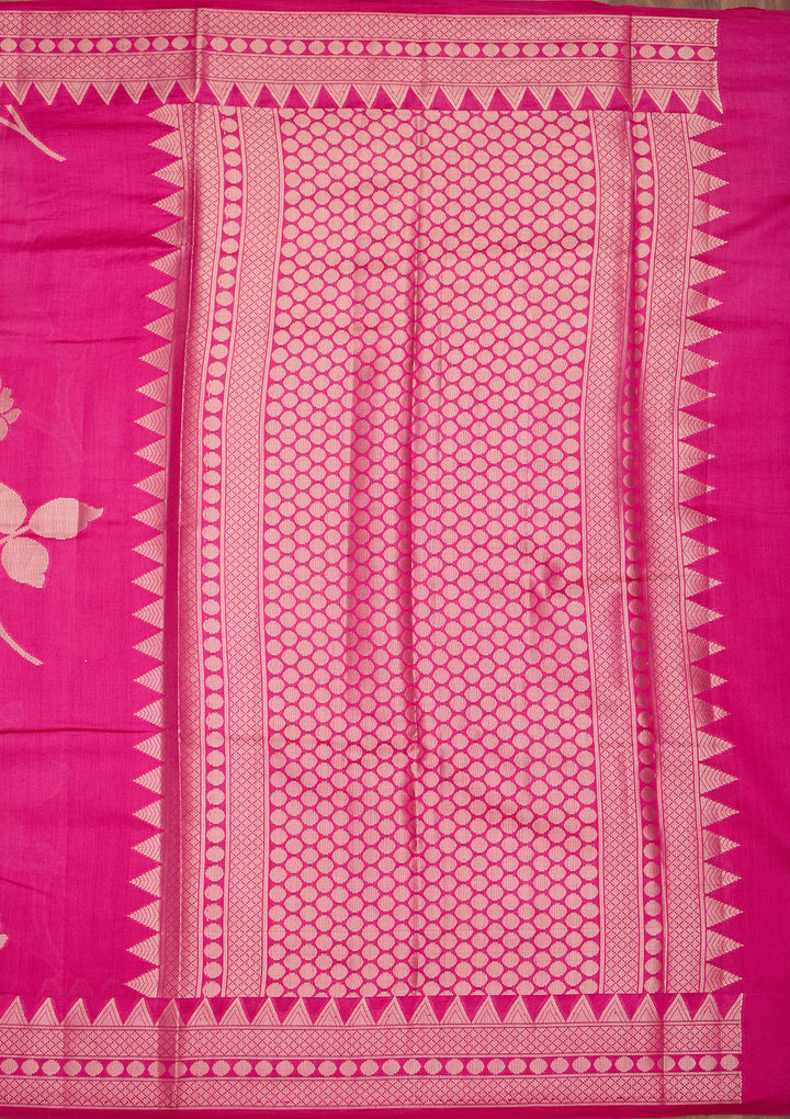 Rani Pink Zariwork Pure Silk Saree