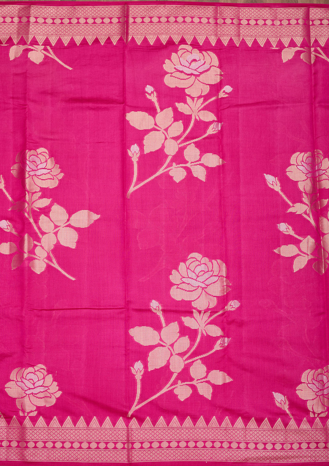 Rani Pink Zariwork Pure Silk Saree