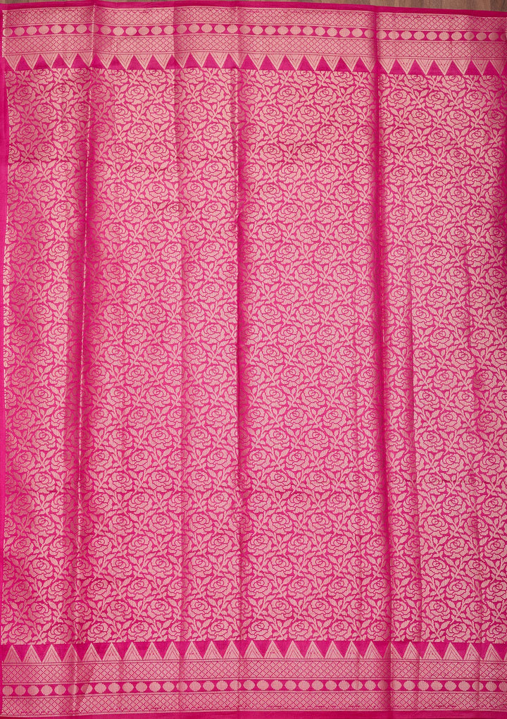 Rani Pink Zariwork Pure Silk Saree
