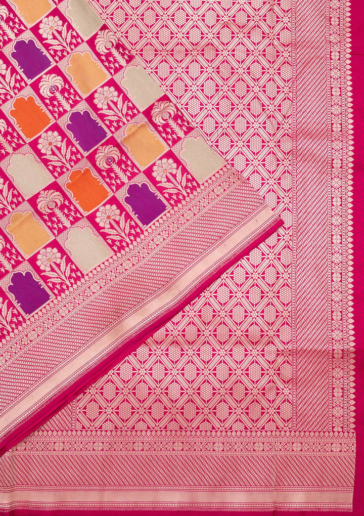 Rani Pink Zariwork Silk Silk_Saree