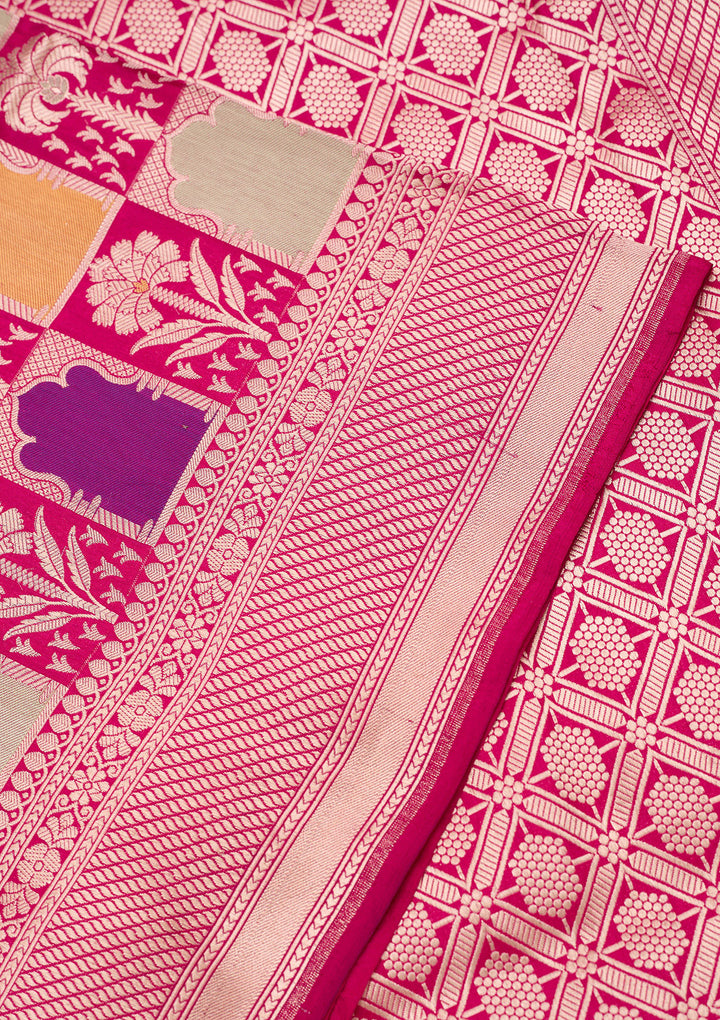 Rani Pink Zariwork Silk Silk_Saree