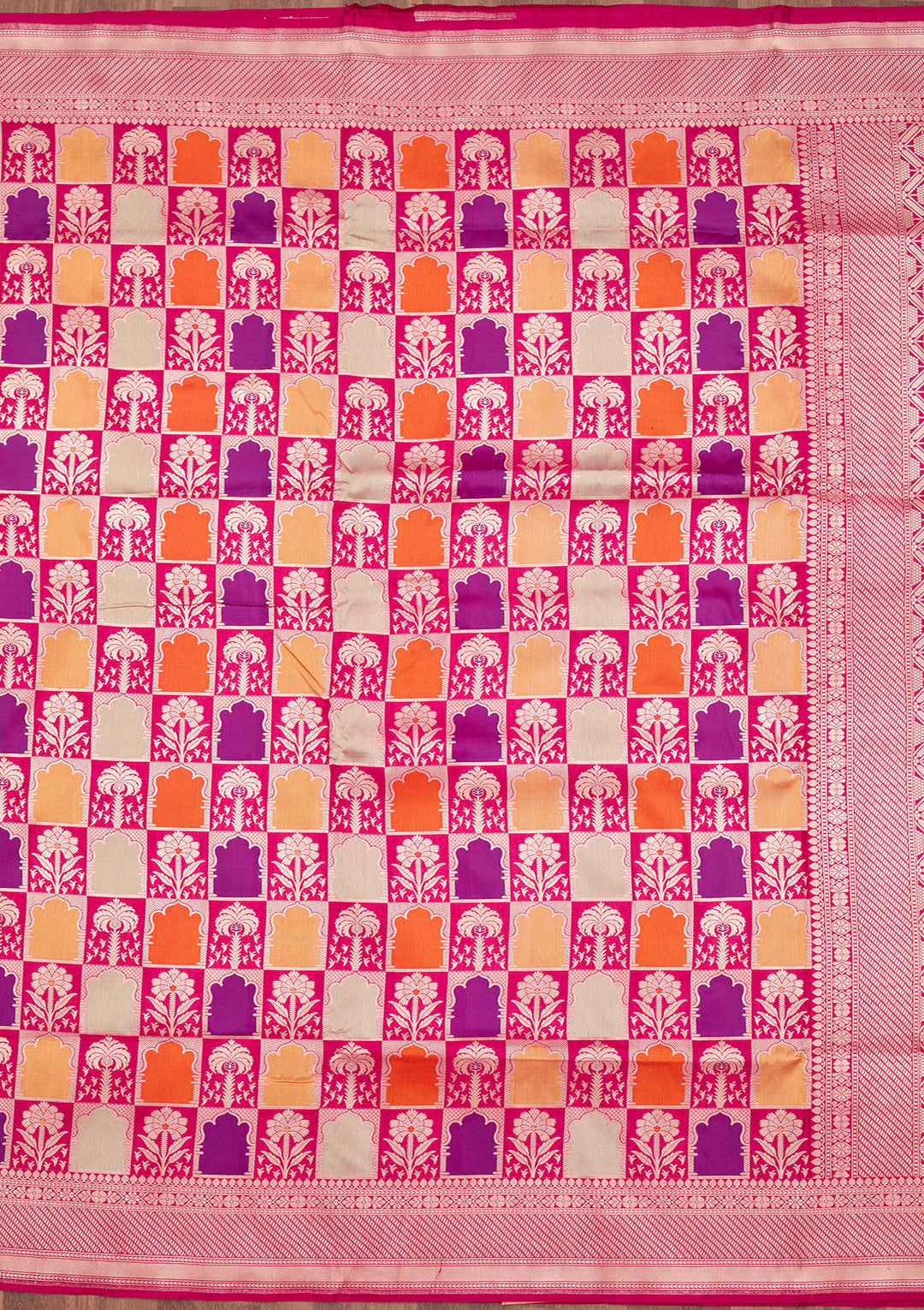 Rani Pink Zariwork Silk Silk_Saree