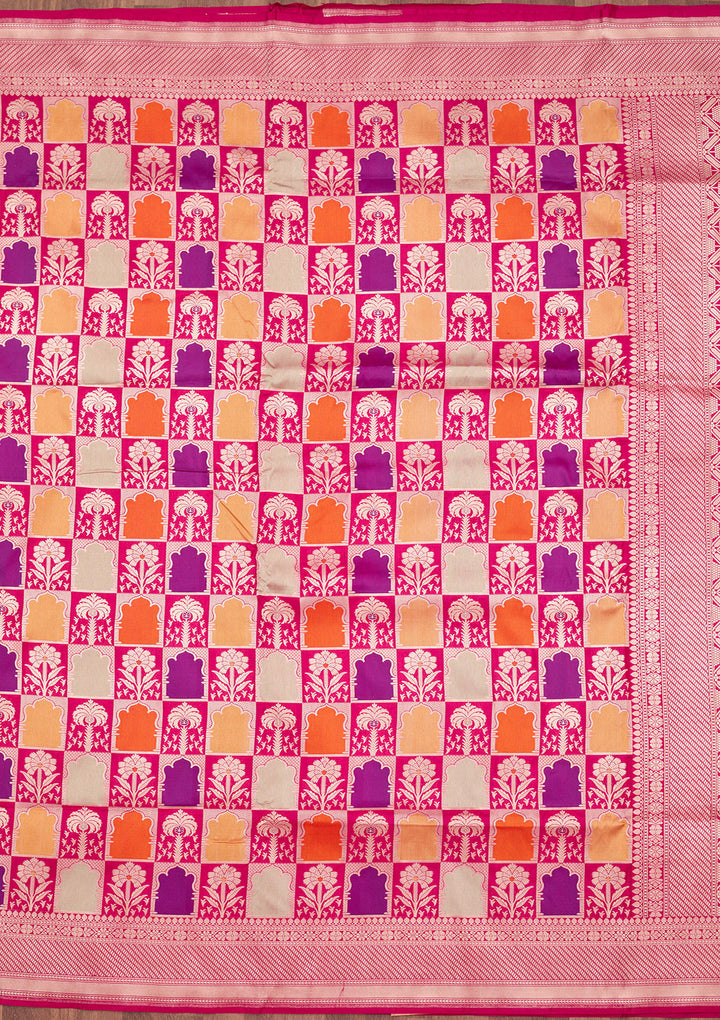 Rani Pink Zariwork Silk Silk_Saree
