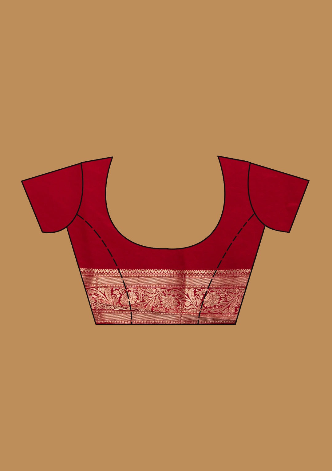 Maroon Silk Jaal Gold Zariwork Saree With Matching Blouse Piece