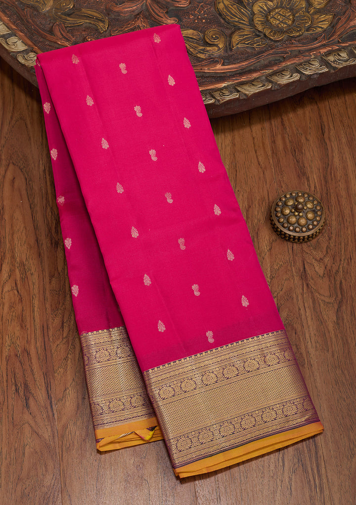 Rani Pink Zariwork Pure Silk Saree