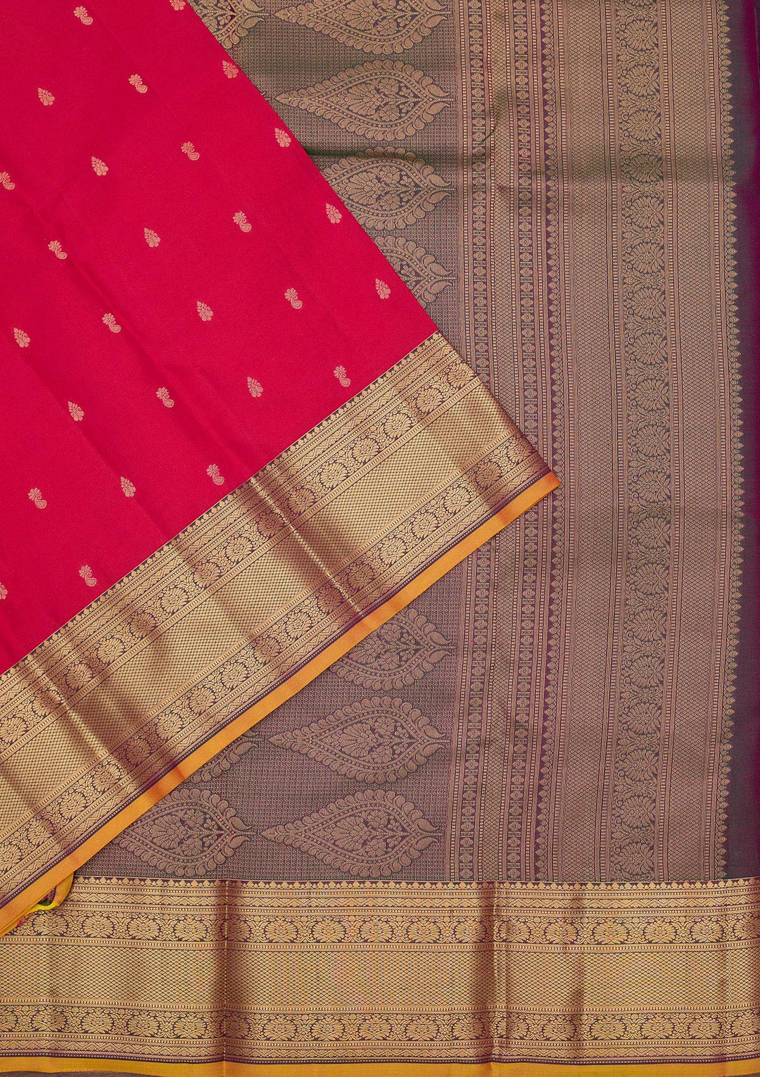 Multi Pure Silk Jaal Gold Zariwork Saree With Matching Blouse Piece