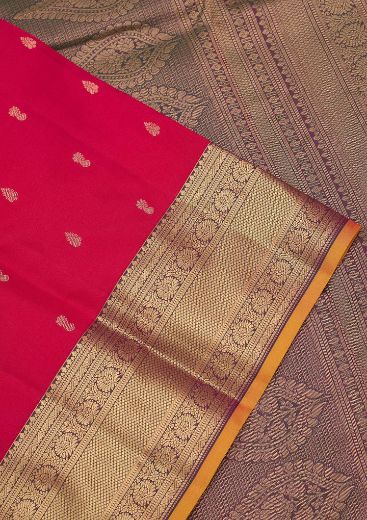 Multi Pure Silk Jaal Gold Zariwork Saree With Matching Blouse Piece