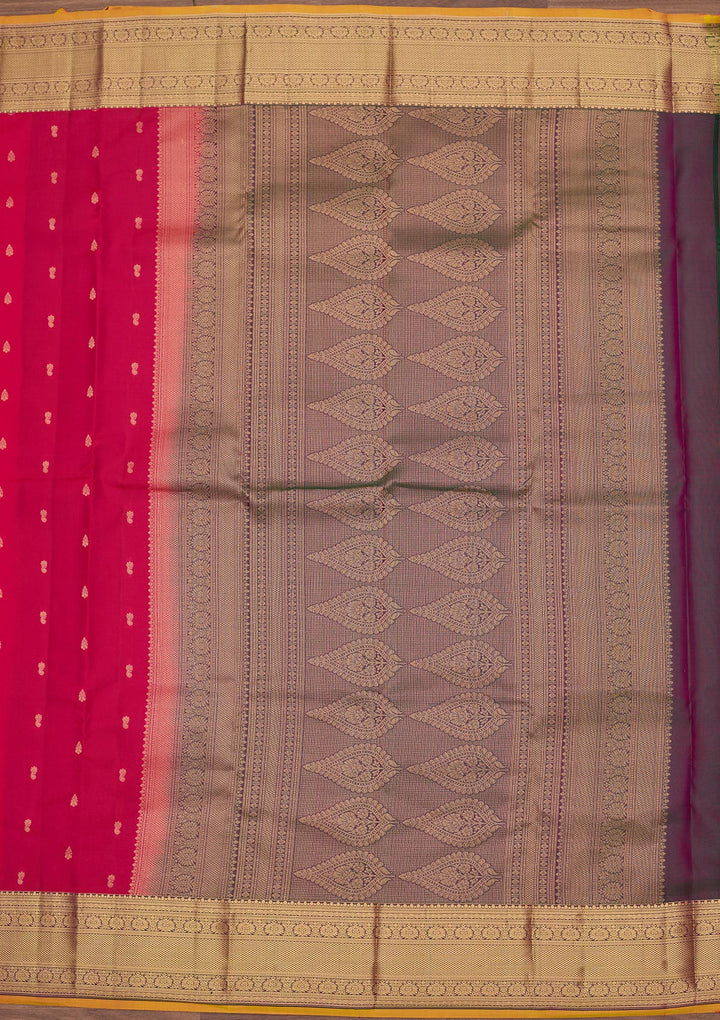 Multi Pure Silk Jaal Gold Zariwork Saree With Matching Blouse Piece