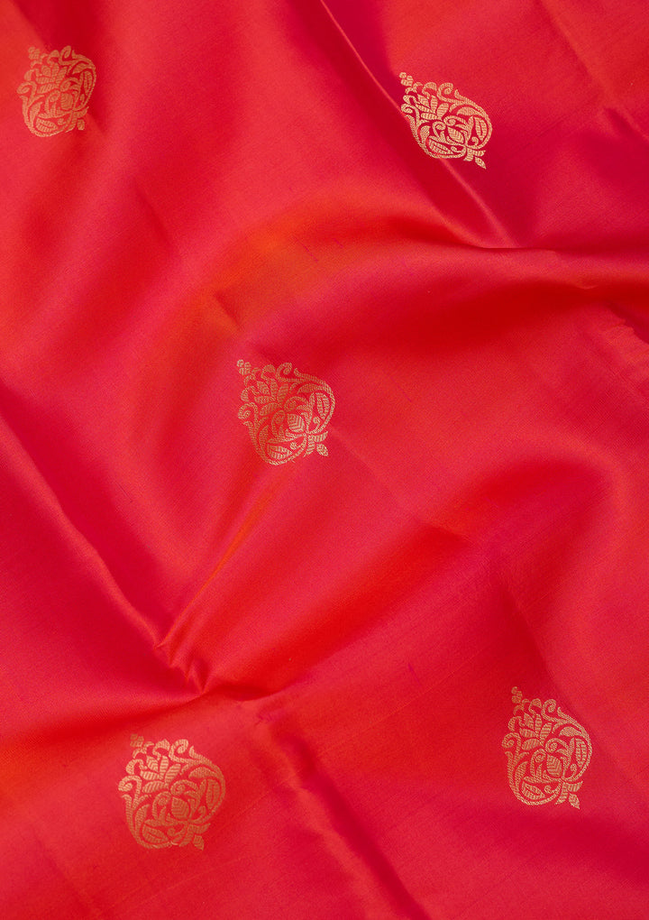 Red Pure Silk Buti Zariwork Saree With Matching Blouse Piece
